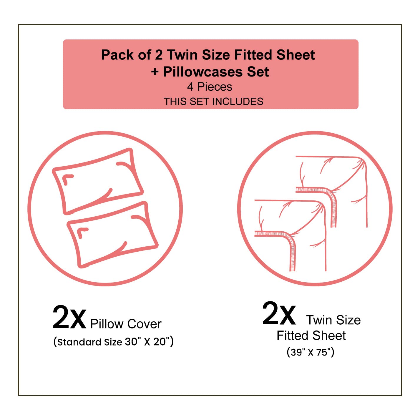 Ambesonne Scenery 2-Pack Twin Size Fitted Sheet & Pillow Sham Set - Hong Kong Night View Navy White Bedding Decor (4-Piece Set) for Modern Bedrooms, Guest Rooms, and Dorm Decorations