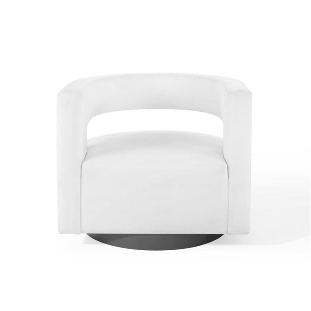 Modway Spin Armchairs - Modern Swivel Lounge Chair with Upholstered Seat, White - Perfect for Living Room, Office, or Reading Nook