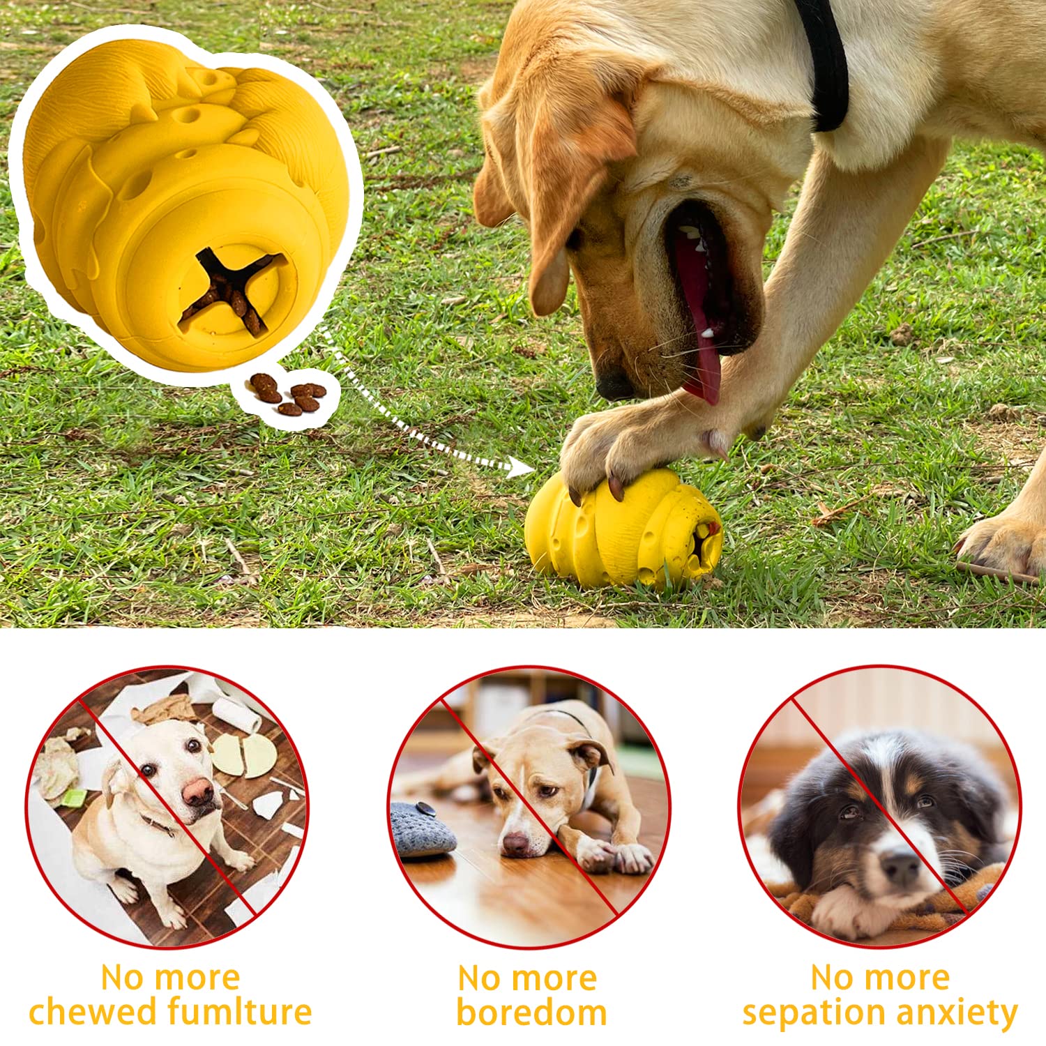 **Durable Indestructible Dog Chew Toys for Aggressive Chewers - Large & Medium Breeds, Interactive Treat Dispenser & Slow Feeder - Heavy Duty Rubber Teeth Cleaning Puzzle Toy for Playtime & Training**