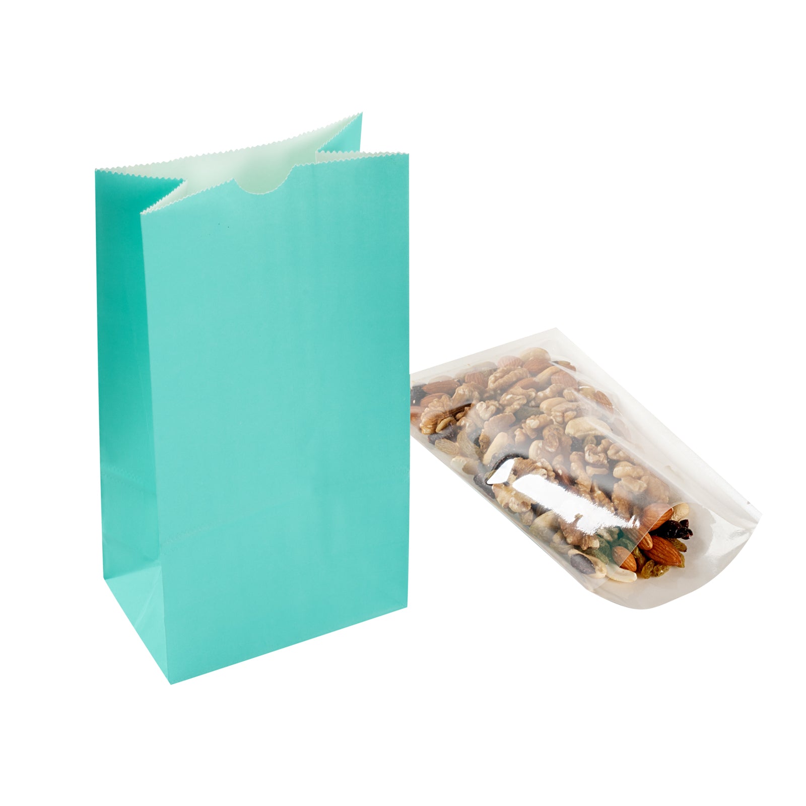 Premium Turquoise Paper Bags - 4 lb Capacity, 5 x 3.25 x 9.5 Inches - Pack of 100 - Perfect for Gift Wrapping, Party Favors & Retail Packaging