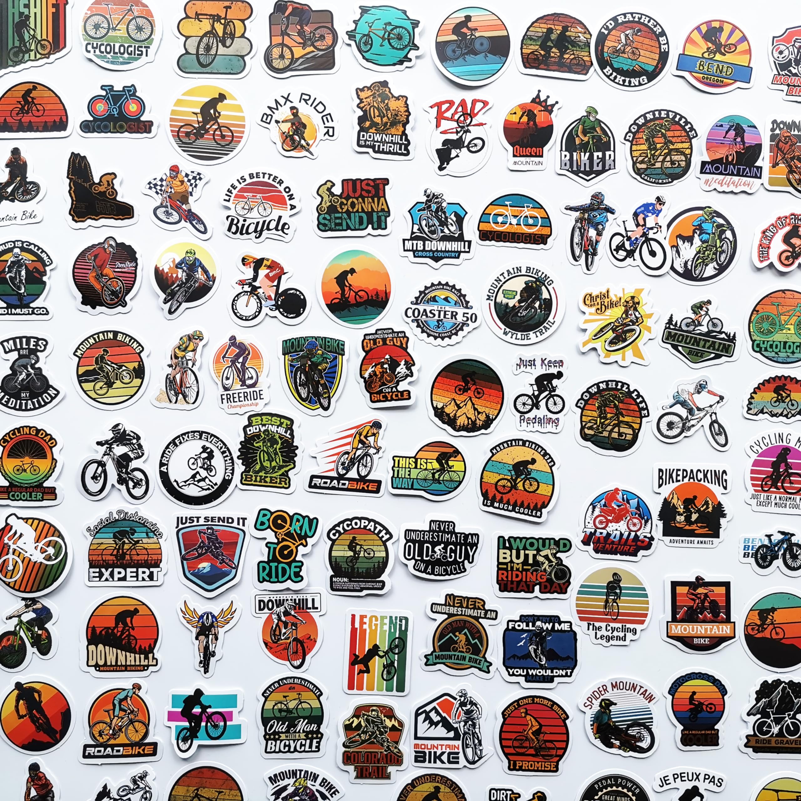 100Pcs Cool Bicycle Decals - Waterproof Vinyl Bike Stickers for Road & Mountain Bikes - Durable Frame & Helmet Decals - Perfect for Customizing Cycling Gear & Personalizing Your Ride (Ideal for Commuting, Racing & Outdoor Adventures)