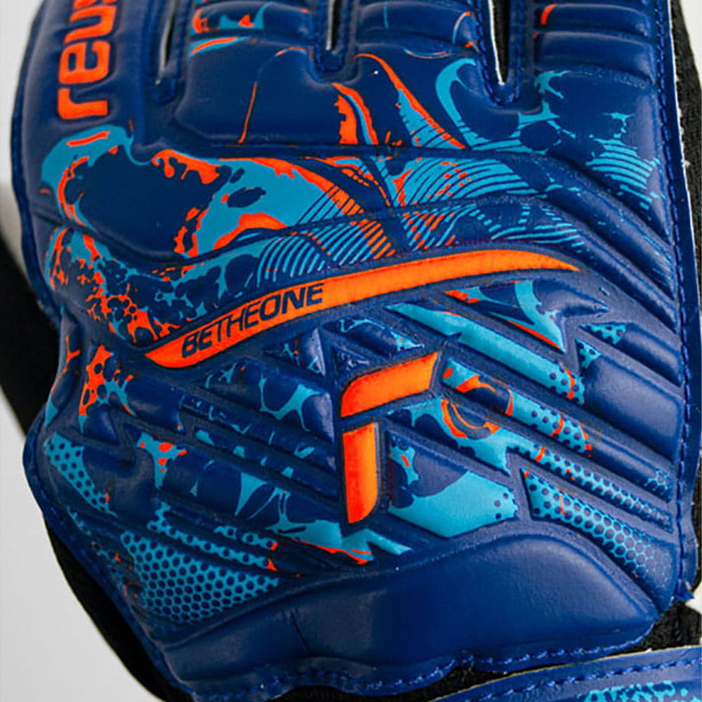 Reusch Attrakt Starter Solid Goalkeeper Glove - Blue/Orange - Perfect for Soccer Training & Matches