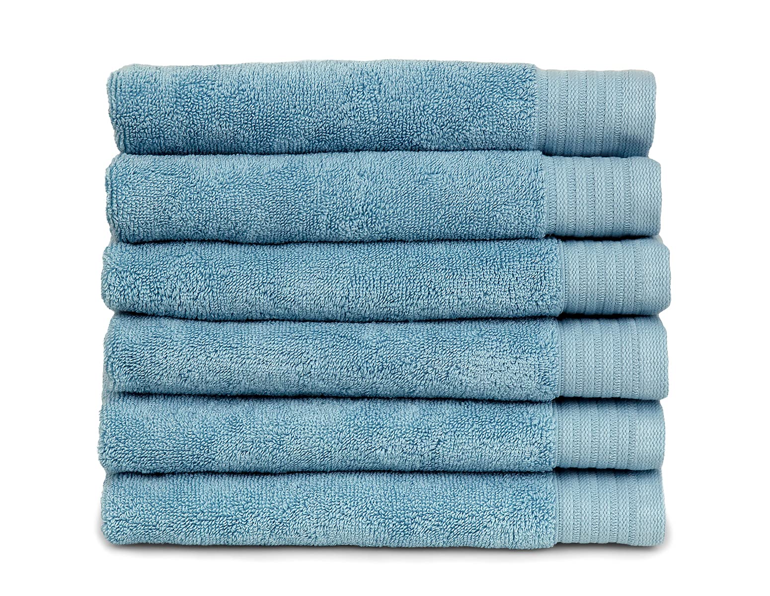 Luxury Bath Towels Set of 6 - Super Soft & Highly Absorbent 100% Turkish Cotton Hand Towels in Porcelain Blue | Spa, Bathroom & Guest Use
