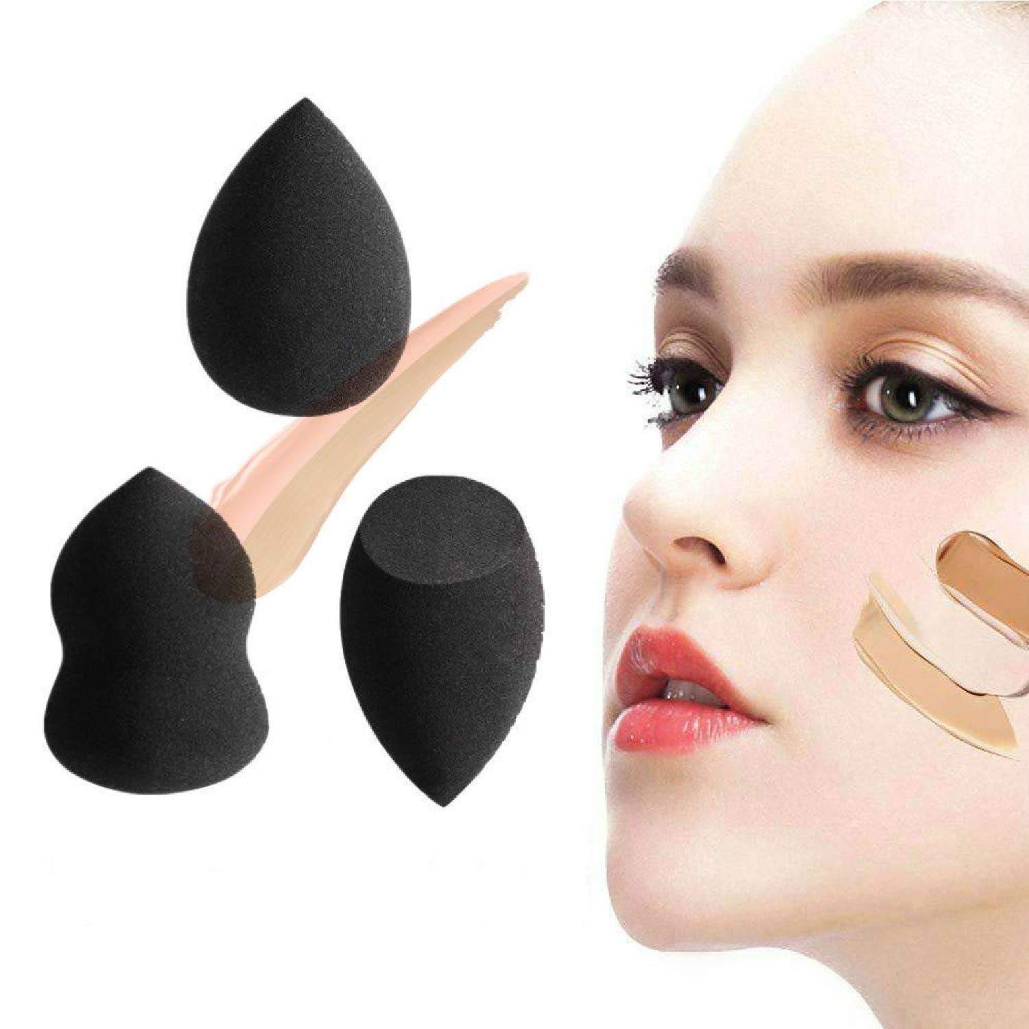 RKPM HOMES Professional Makeup Sponge Set - 3pcs Beauty Blender for Flawless Foundation, Cream & Powder Application | Soft Latex-Free Blending Sponge | Egg, Teardrop & Wedge Shapes | Multicolor Cosmetic Sponges for Liquid Makeup, Contouring & Baking | Perfect for Everyday Makeup & Professional Use