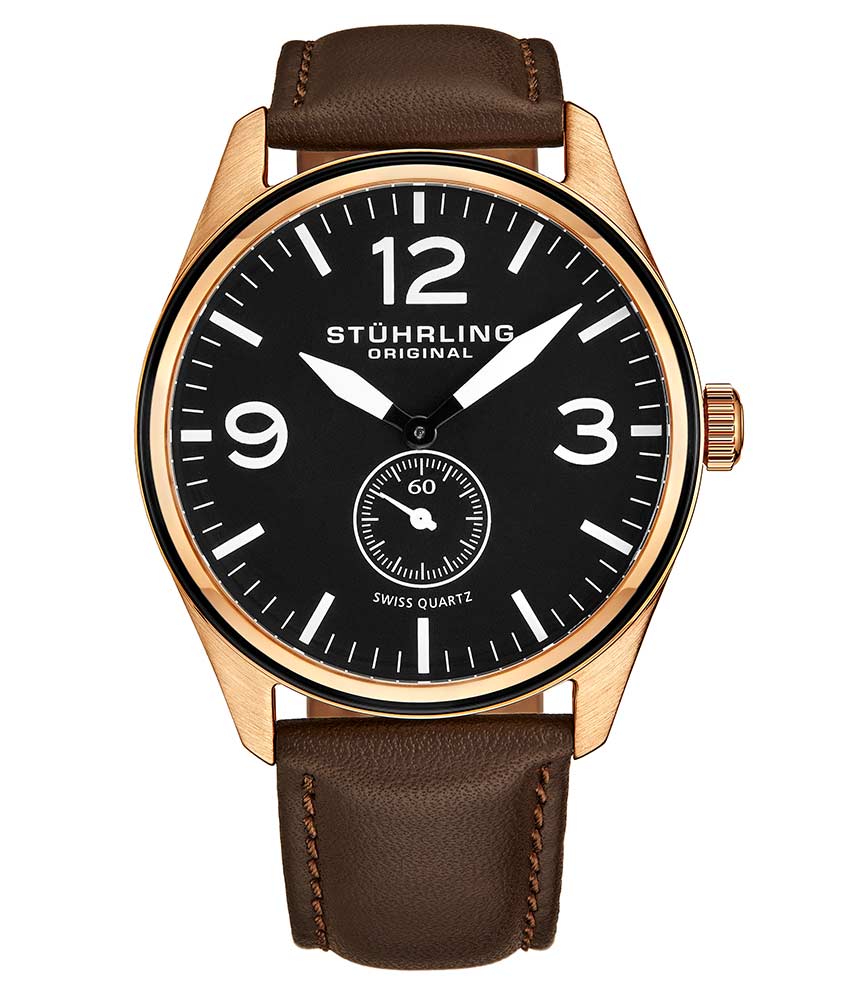 Brown Dial / Black PVD Case / Black Leather Strap Tang Buckle
