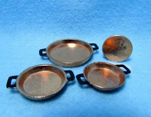 Miniature Copper Skillet Set for Dollhouse Kitchen - Vintage Style Tiny Cookware - Perfect for Dollhouse Accessories, Miniature Displays & Collectors