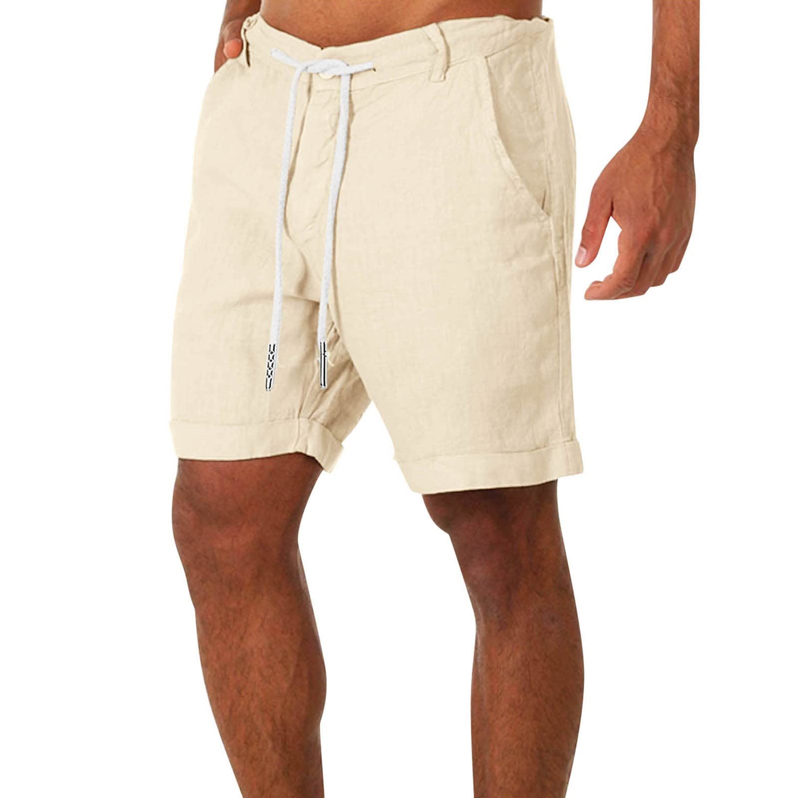 Men's Linen Shorts with Pockets - Beach & Gym Summer Wear