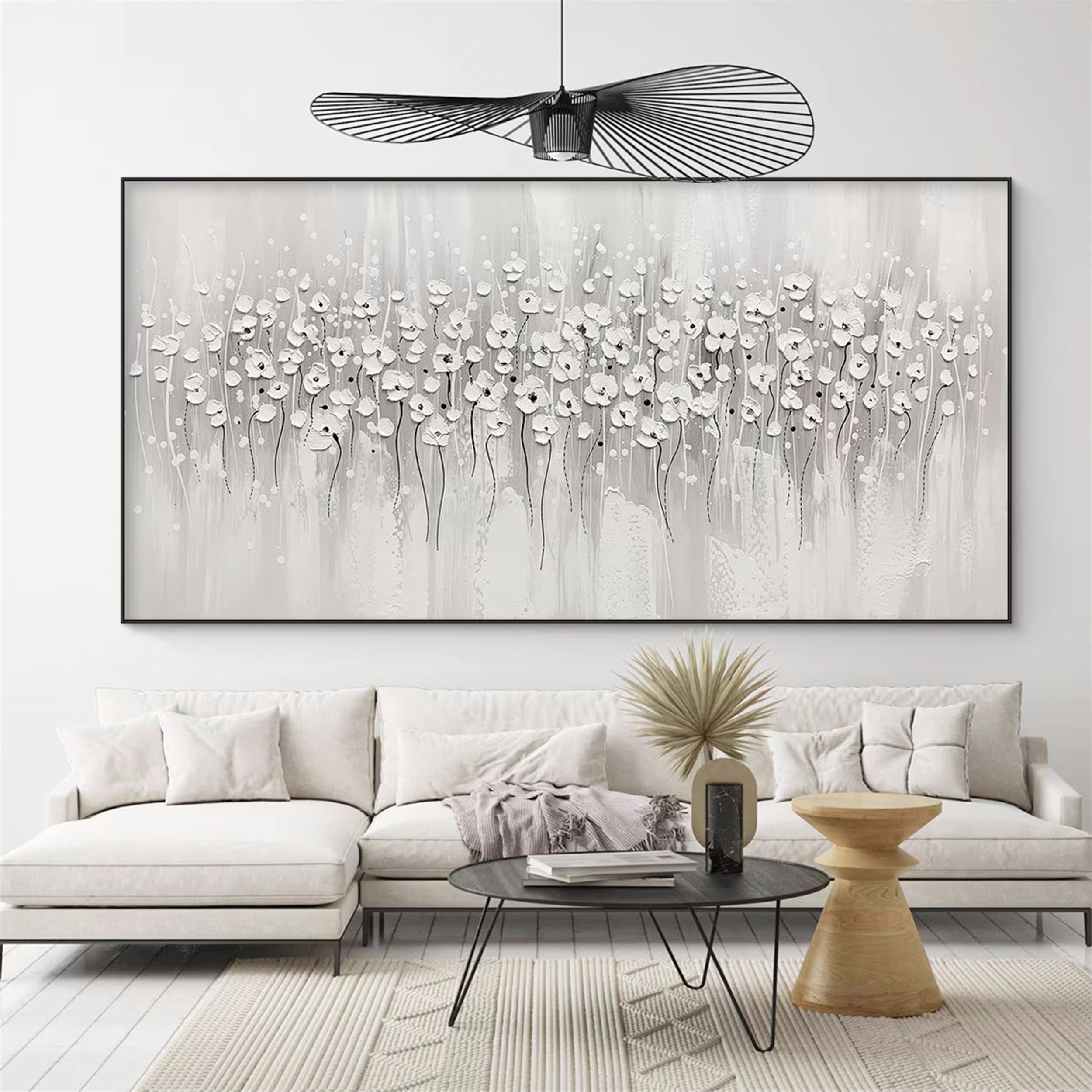 Beautiful Flower and Tree Painting #FT031 - Handmade Canvas Art for Home Decor, Living Room, Bedroom & Office Wall