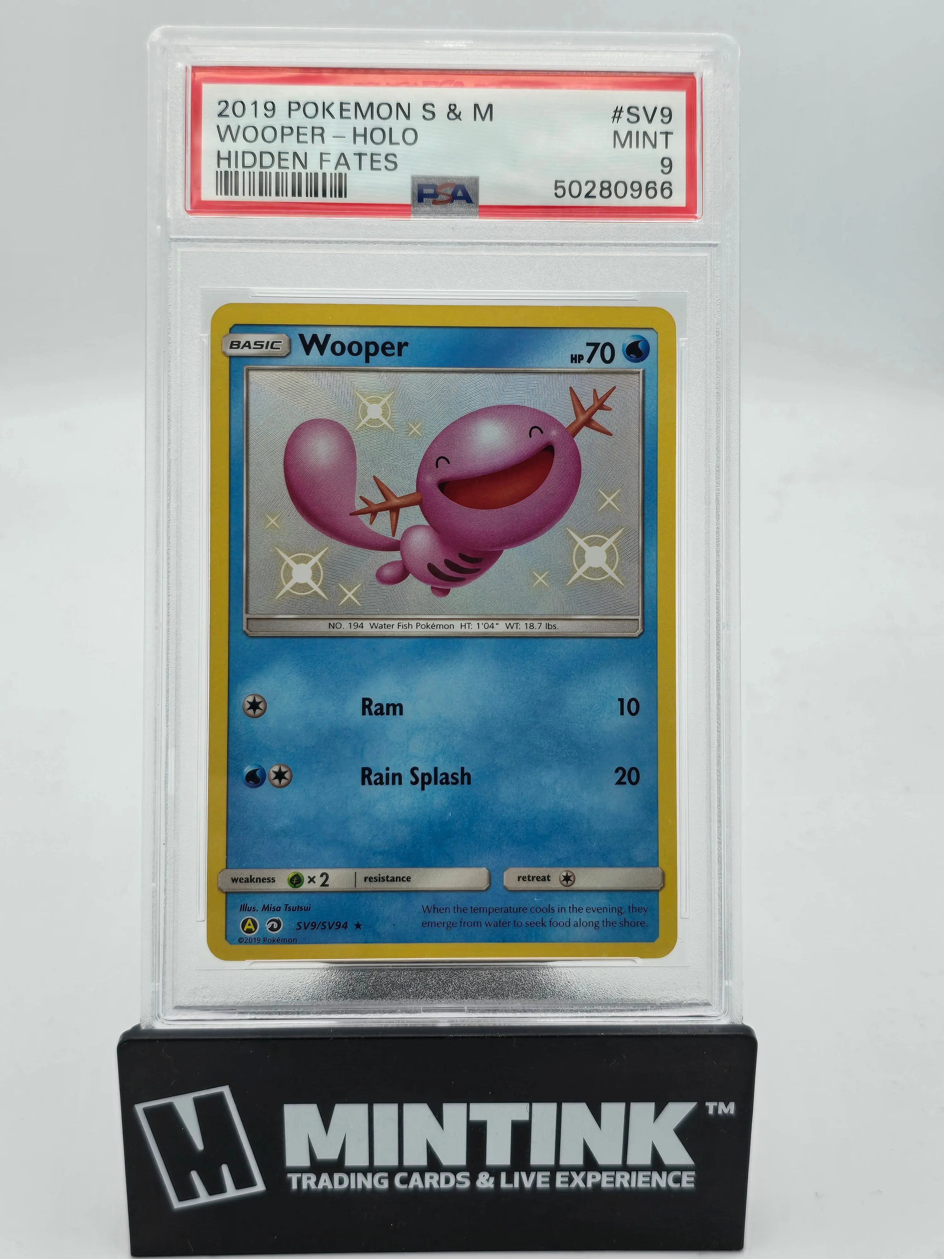 2019 Pokemon Sun & Moon Wooper #SV9 English Hidden Fates PSA 9 Graded Card - Rare Collectible for Trading Card Game (TCG) Players and Pokemon Fans - Perfect for Display, Investment, and Competitive Play
