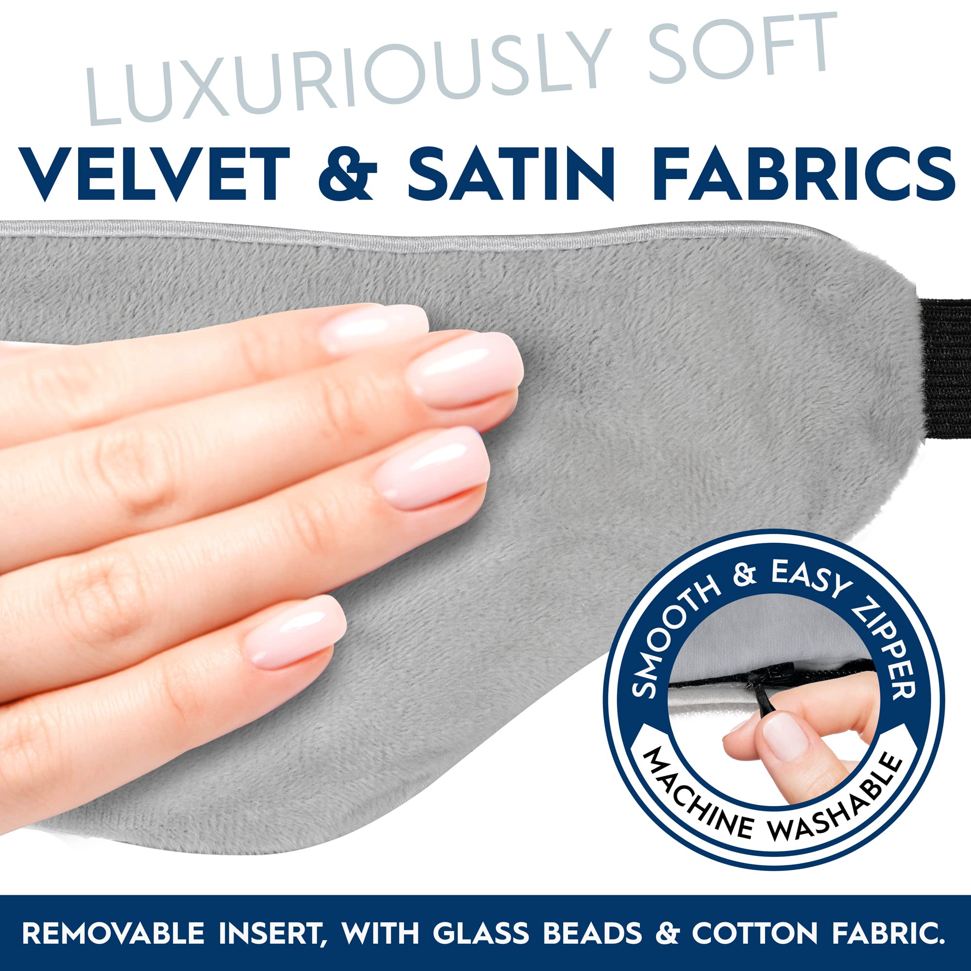 Hot & Cold Therapy Eye Mask for Pain Relief - Soothing Compress for Headaches, Puffiness, Sinus & Migraine Relief | Soft Velvet Satin with Adjustable Strap | Perfect for Sleeping, Relaxation & Allergy Relief