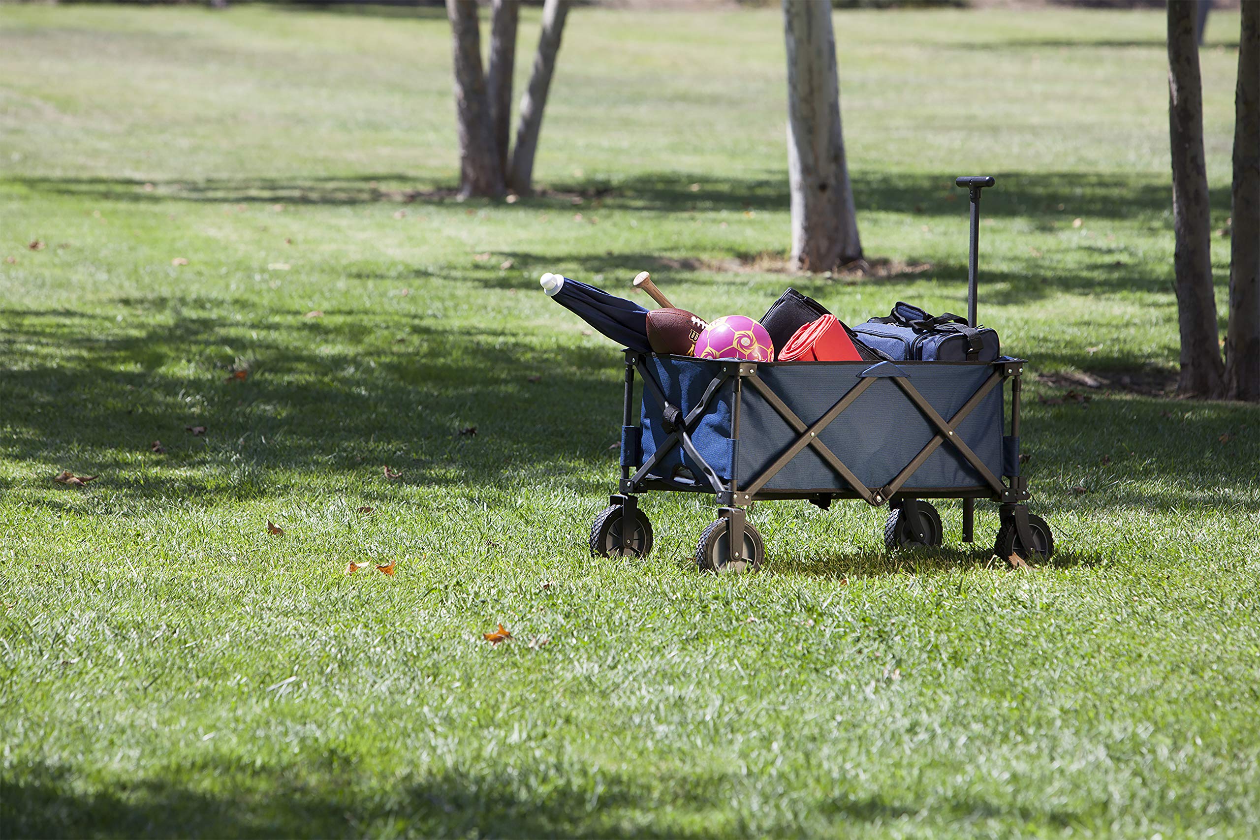 PICNIC TIME Adventure Wagon Elite - Heavy Duty Folding Utility Cart with Table Top Lid & Soft Cooler Liner | Perfect for Beach, Camping, Tailgating, Farmers Market & Outdoor Adventures