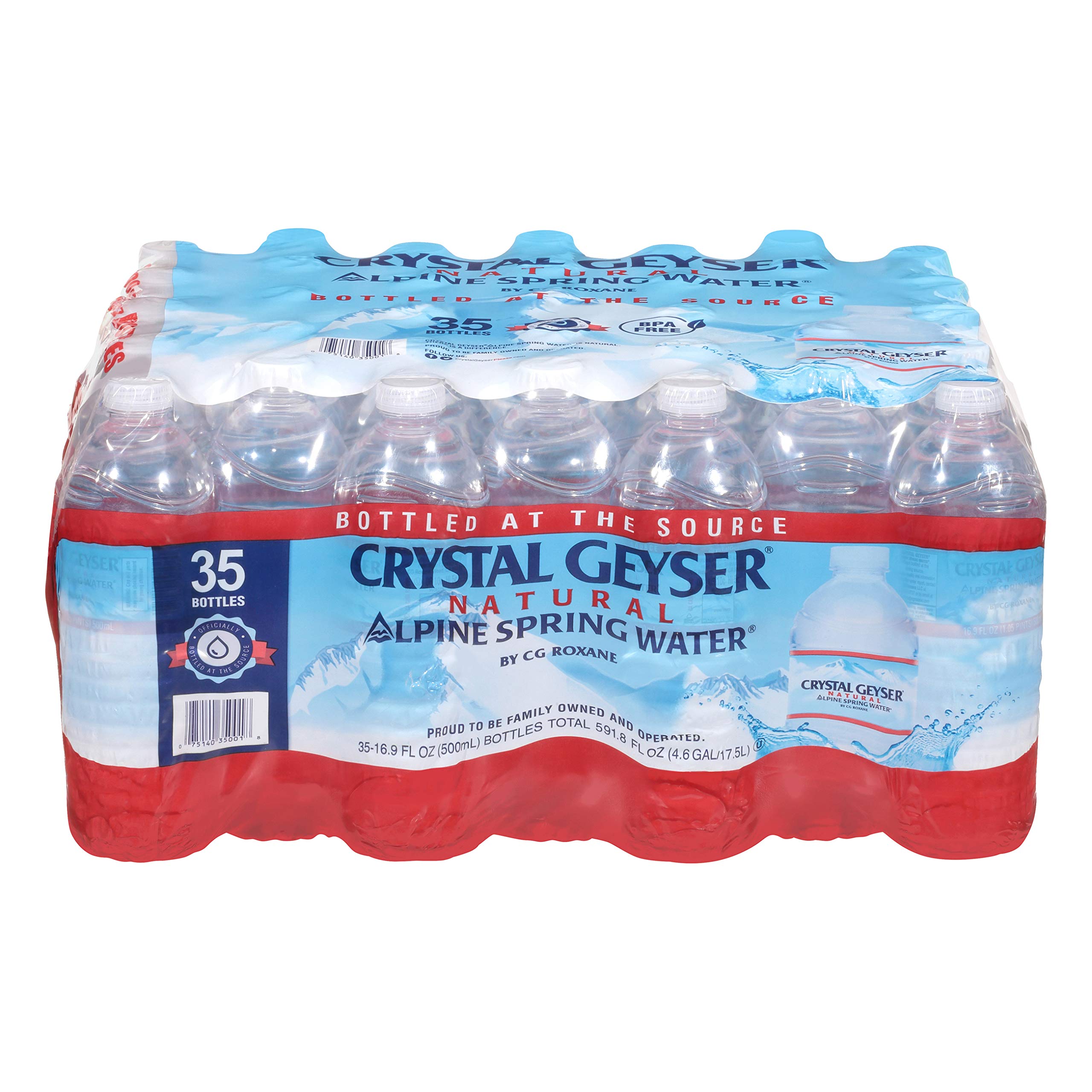Alpine Spring Water - 16.9 Fl Oz (Pack of 35) | Natural Source Bottled Water | Perfect for Hydration, Camping & Emergency Preparedness