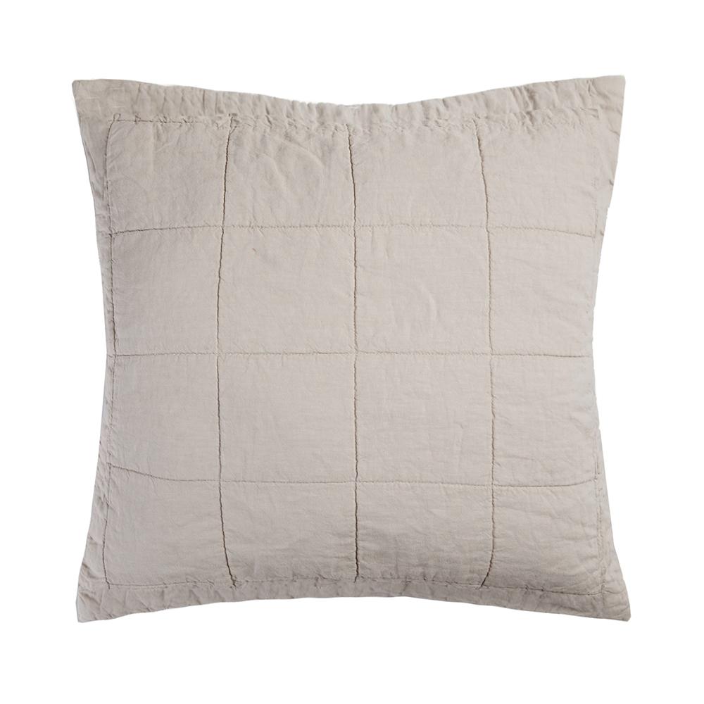 Premium French Flax Linen Quilted Euro Pillow Sham - Breathable & Luxurious Bedding by Bambury | Perfect for Master Bedroom, Guest Room & Boho Chic Decor