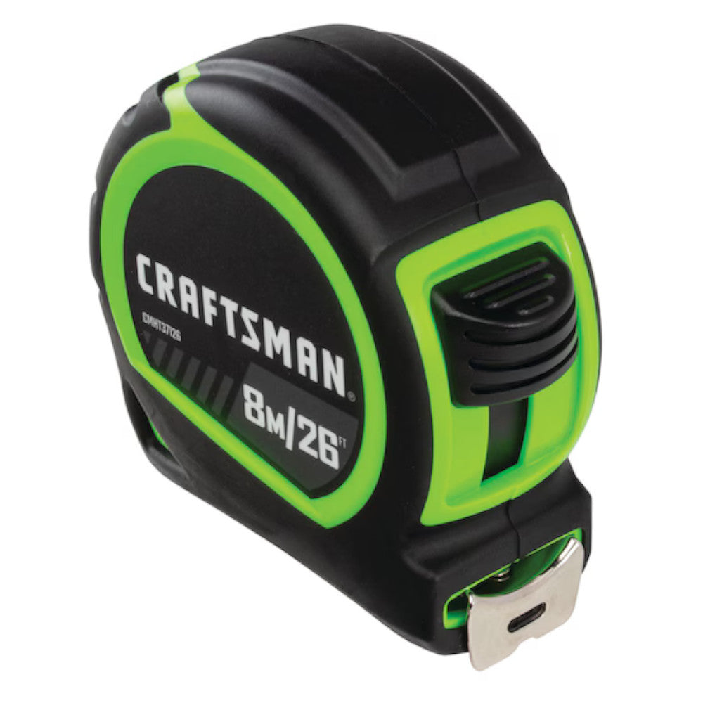 CRAFTSMAN 1 Inch x 26 Feet (8m) High Visibility Tape Measure - Perfect for Construction, DIY Projects, and Home Improvement