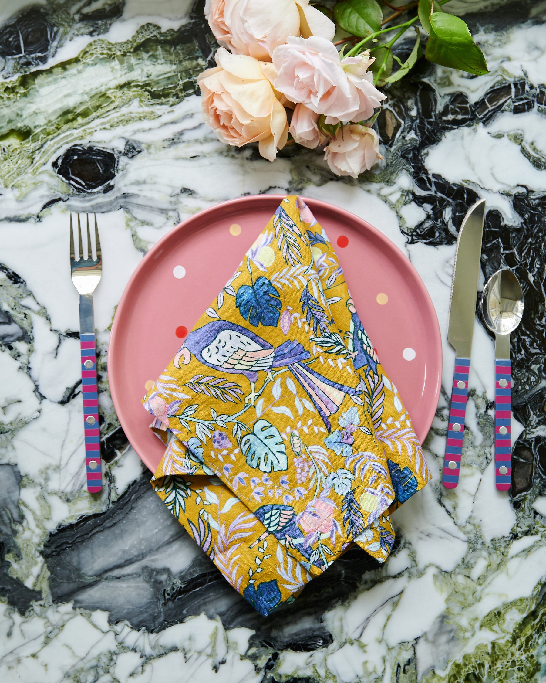 Premium Birds of Paradise Linen Napkin Set - 4-Piece Elegant Table Linens for Dinner Parties, Weddings & Home Decor