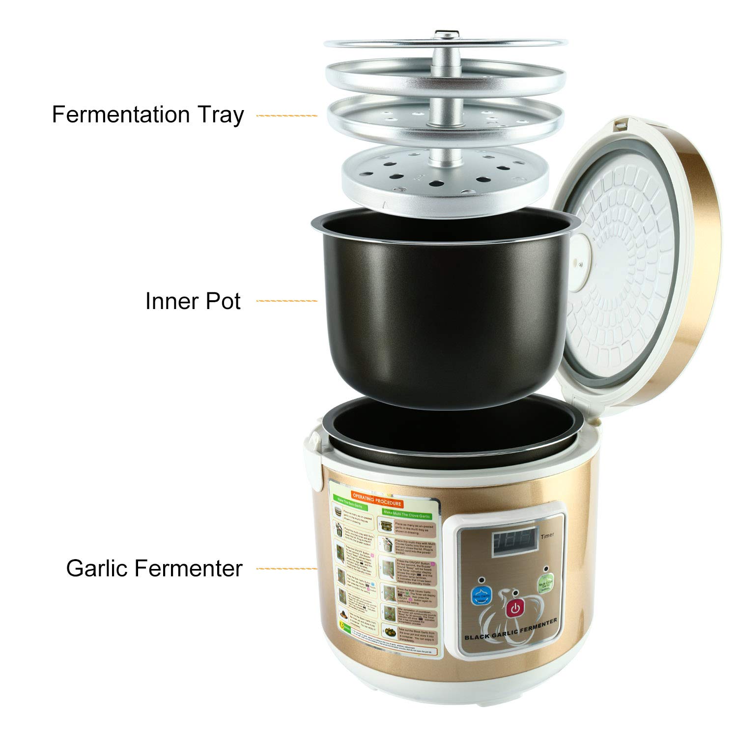 5L Black Garlic Fermenter - Automatic Intelligent Control Multi-Clove Fermentation Machine for DIY Black Garlic Making | Perfect for Home Kitchens, Restaurants & Healthy Food Enthusiasts
