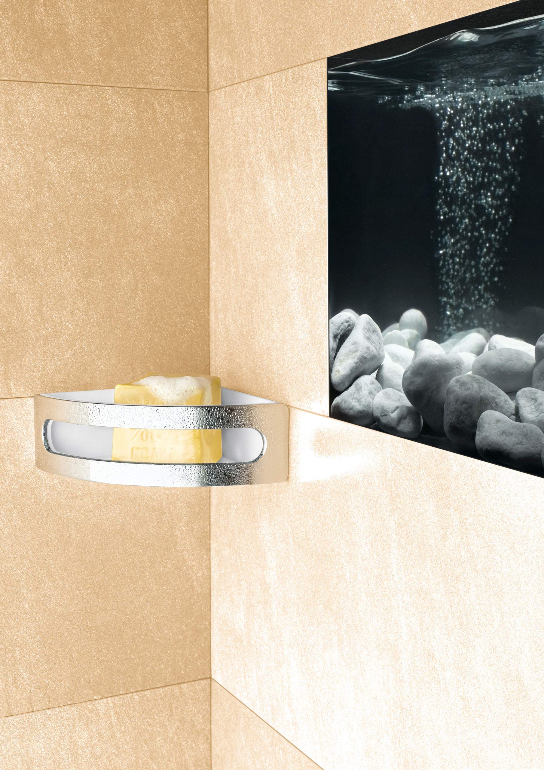 Elegant Chrome & White Corner Soap Dish for Bathroom - Modern Soap Holder for Shower, Sink, and Countertop Organization