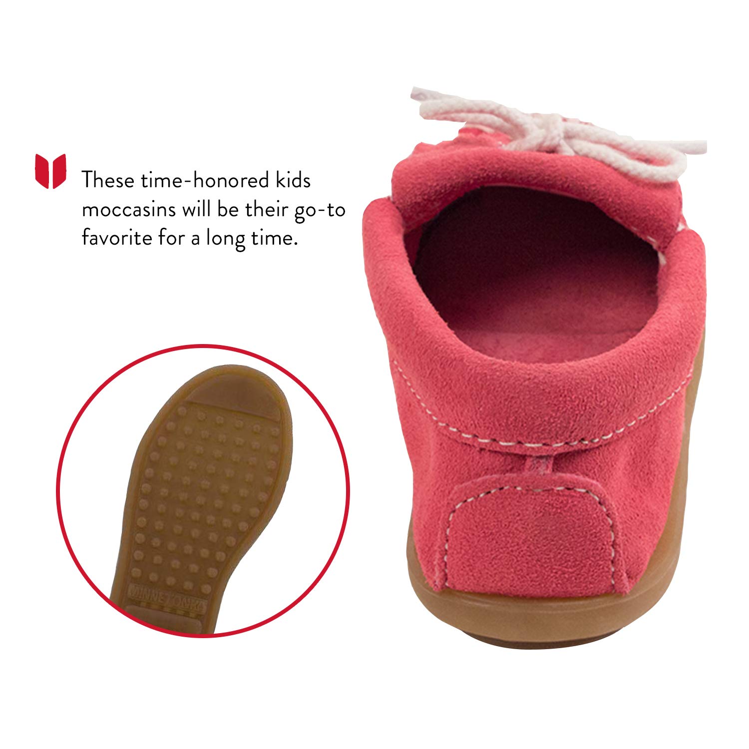 Minnetonka Thunderbird II Moccasins for Kids - Soft Leather Slip-On Shoes for Toddler, Little Kid & Big Kid - Perfect for School, Play & Casual Outings