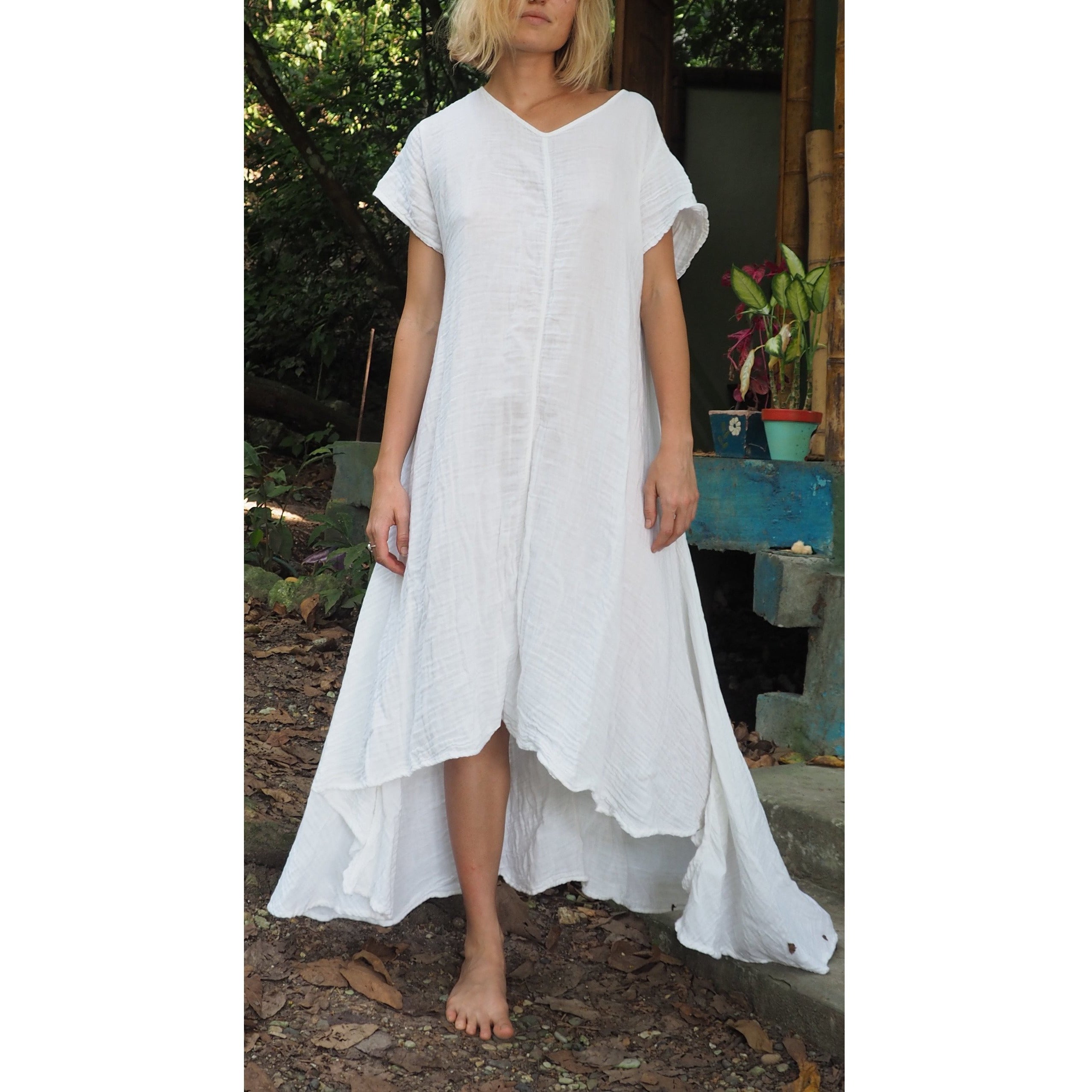 Soft Gauze Tee Dress in Gold - Comfortable & Breathable Women's Casual Summer Dress for Beach, Vacation & Everyday Wear