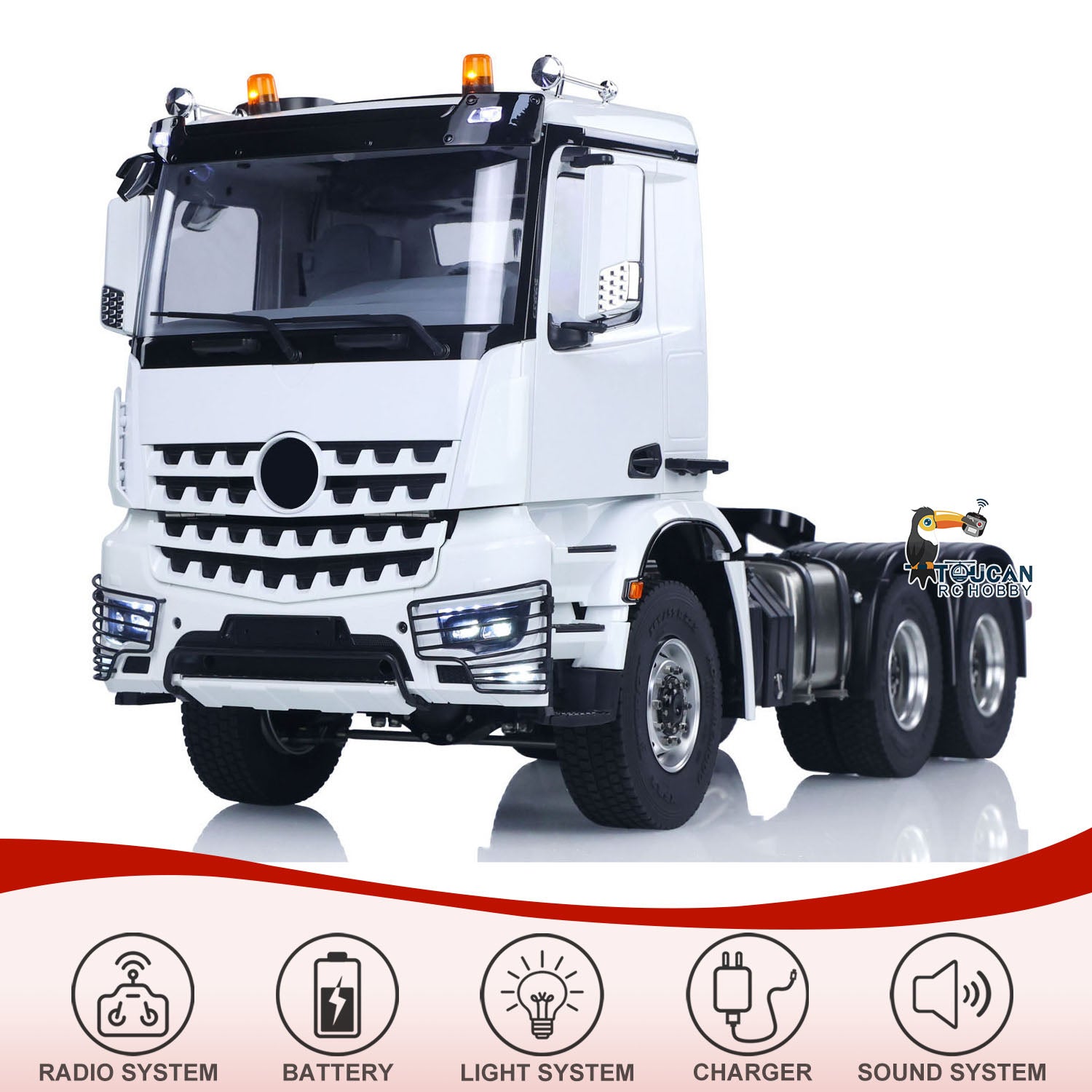 1/14 Scale 6x6 RC Tractor Truck - 2-Speed Metal Gearbox, Lockable Differential Axles, Ready-to-Run with Battery & Radio - Compatible with TAMIYA Trailers | Fast Free Shipping | Perfect for Off-Road Adventures, Construction Site Play & RC Truck Racing