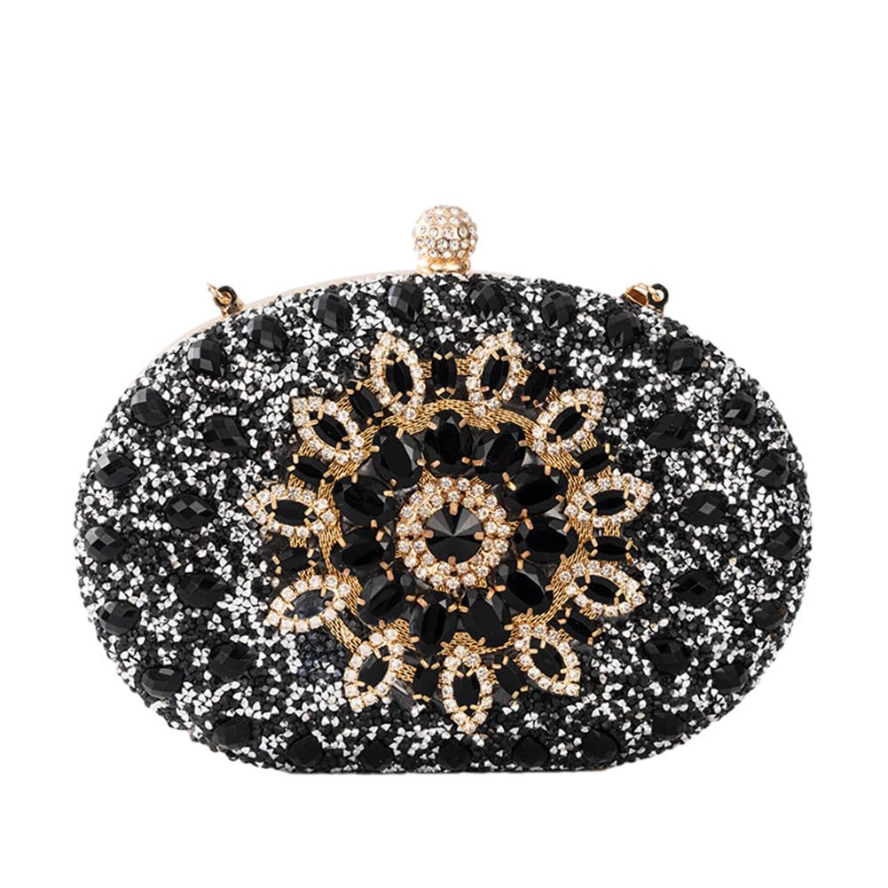 **Hixingo Women's Glitter Clutch Bag for Party Wedding Evening - Small Handbag Wristlet Purse with Wallet (Black, 21x13x5cm) - Perfect for Bridal, Prom, Cocktail & Formal Events**