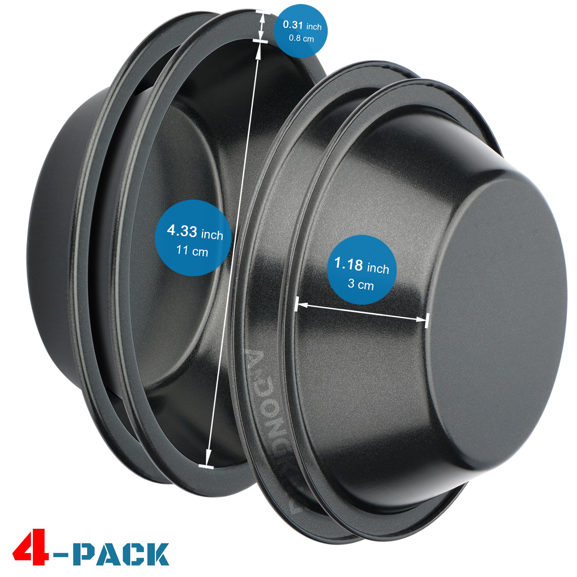 5 Inch Nonstick Mini Pie Pans - 4 Pack Small Round Cake & Meat Pie Tins for Oven Baking, Air Fryer & Instant Pot | Perfect for Individual Desserts, Pot Pies & Party Treats