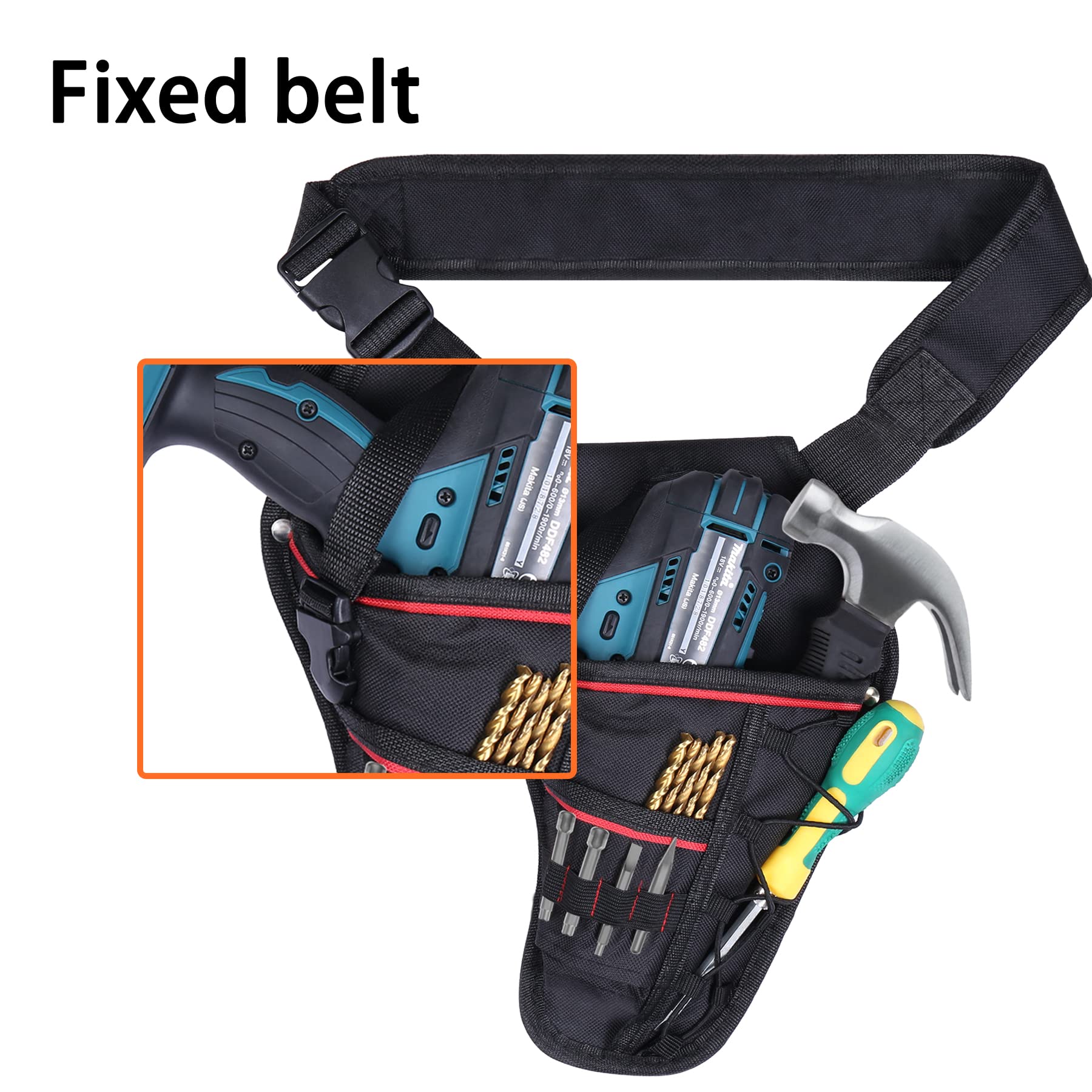 **Khanka Cordless Drill Holster - Adjustable Shoulder Strap Tool Bag for Most Cordless Drills - Portable & Durable Black Drill Holder for DIY, Construction & Home Repair**