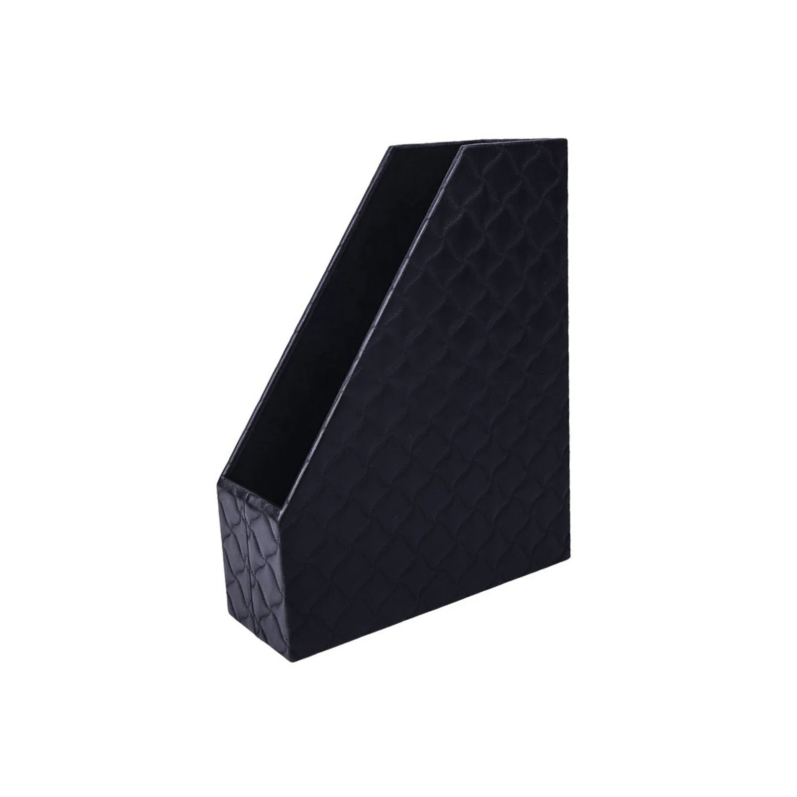 MOOG Faux Leather Magazine Holder - File Organizer for Office & Home - Desk Document Storage Solution for Magazines, Files, and Office Supplies