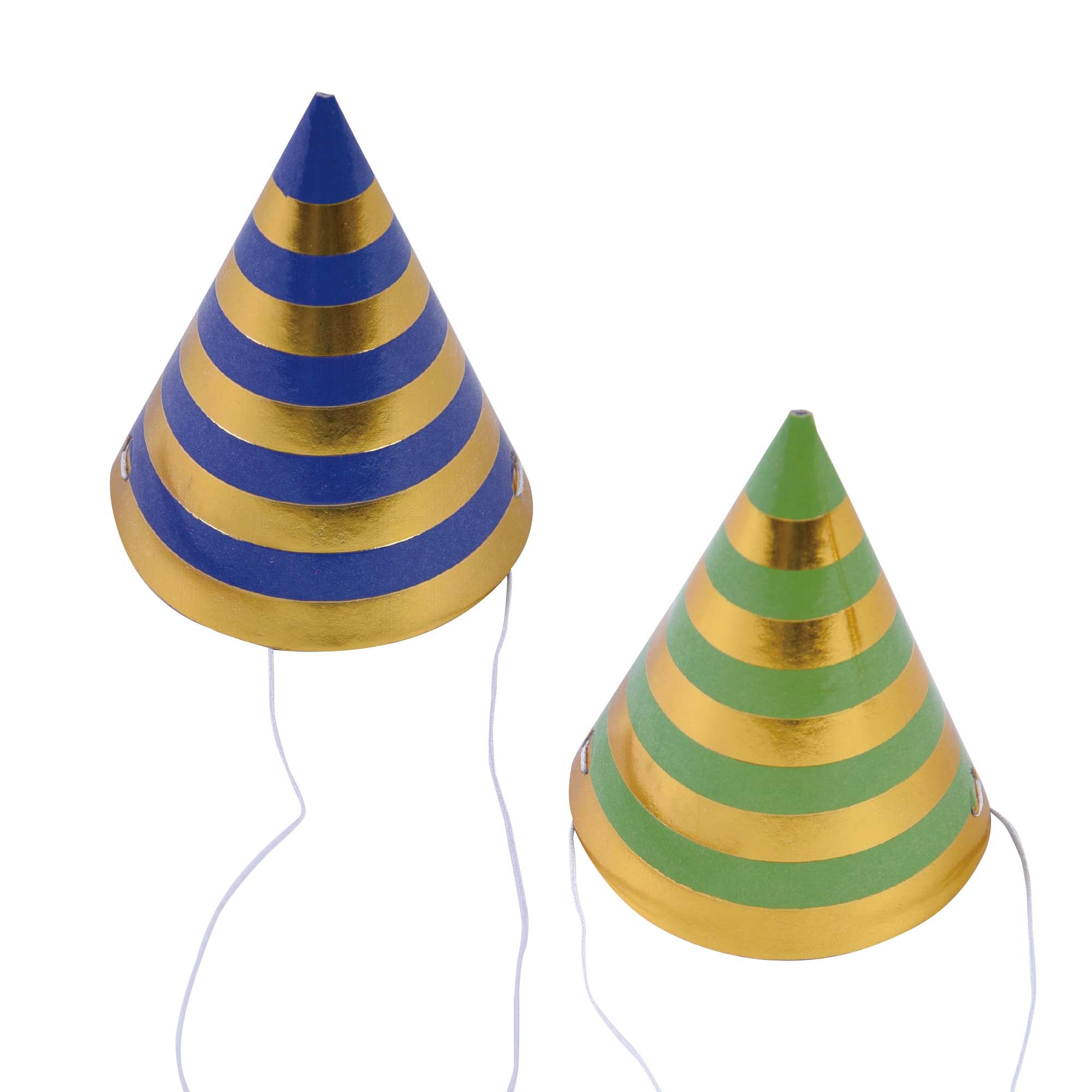 8-Pack 3 Bright Stripe Mini Hats with Hot Stamp - Perfect for Birthday Parties, Baby Showers, and Themed Events