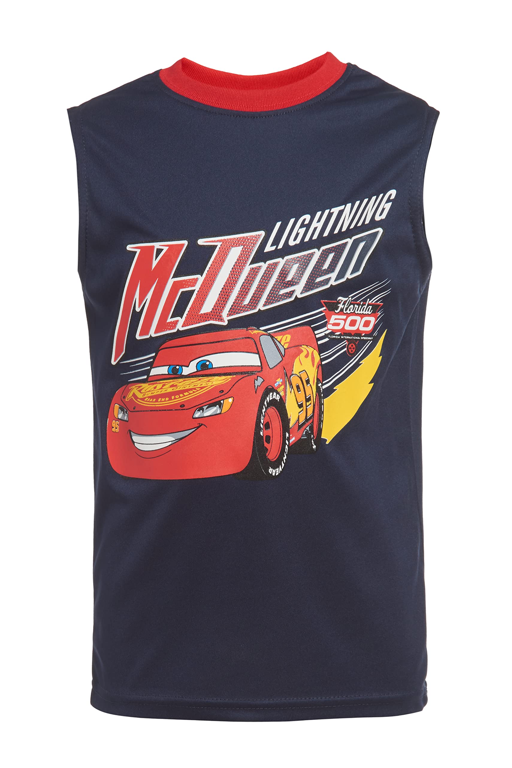 Disney Cars Lightning McQueen 3-Piece Boys Outfit Set - T-Shirt, Tank Top & Shorts for Summer Play, Birthday Parties & Casual Wear