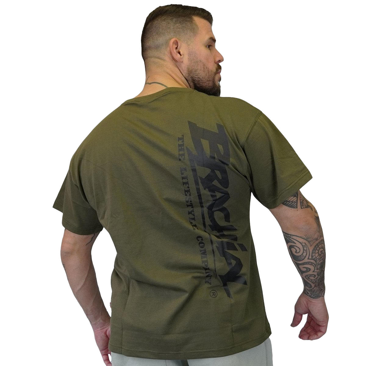 Brachial Lightweight Military Green T-Shirt - Comfortable & Durable Men's Casual Tee for Outdoor Activities & Everyday Wear
