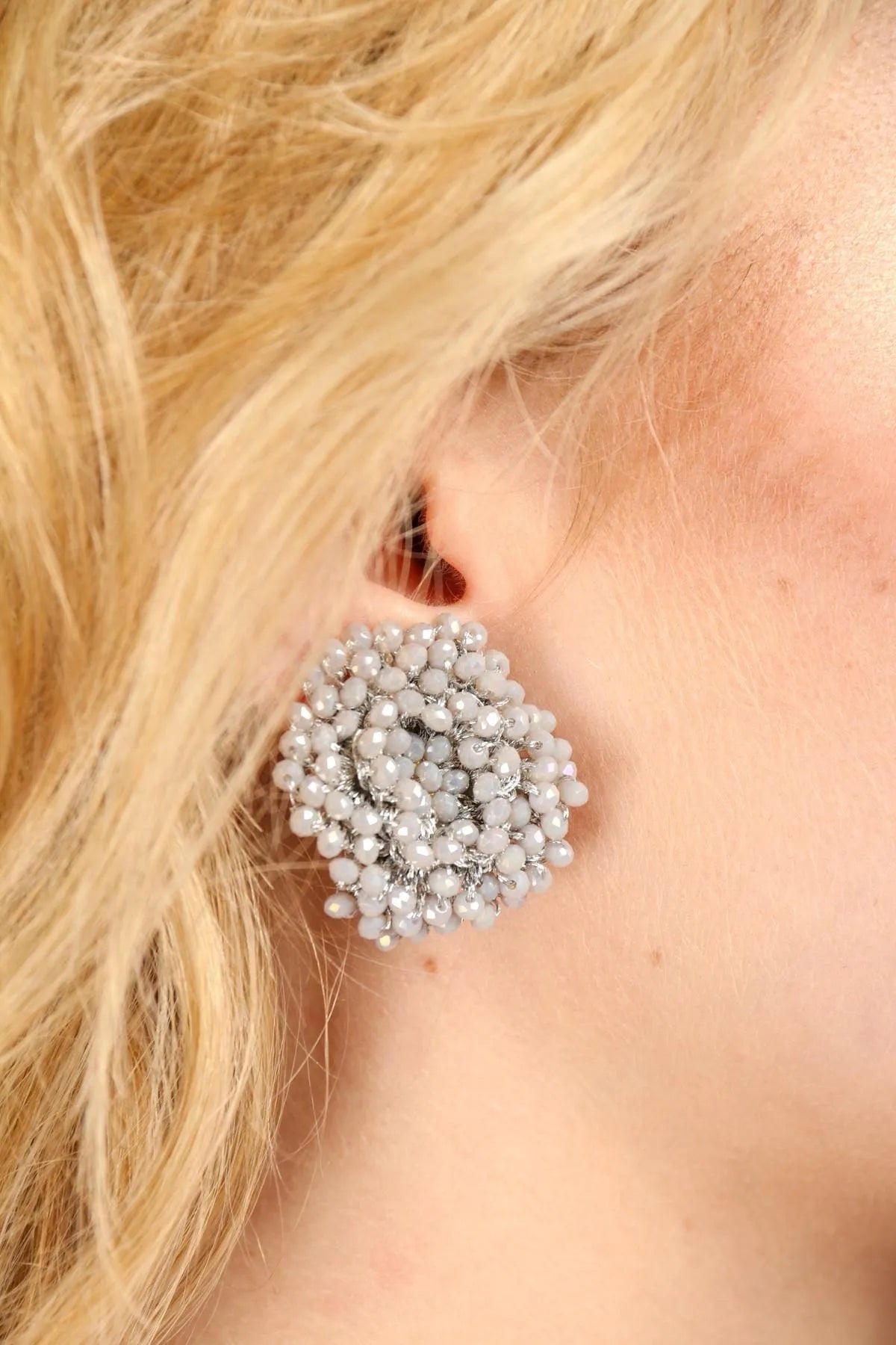 Samooh Beaded Clip-On Stud Earrings for Women – Non-Piercing Fashion Jewelry – Perfect for Parties, Weddings & Everyday Wear