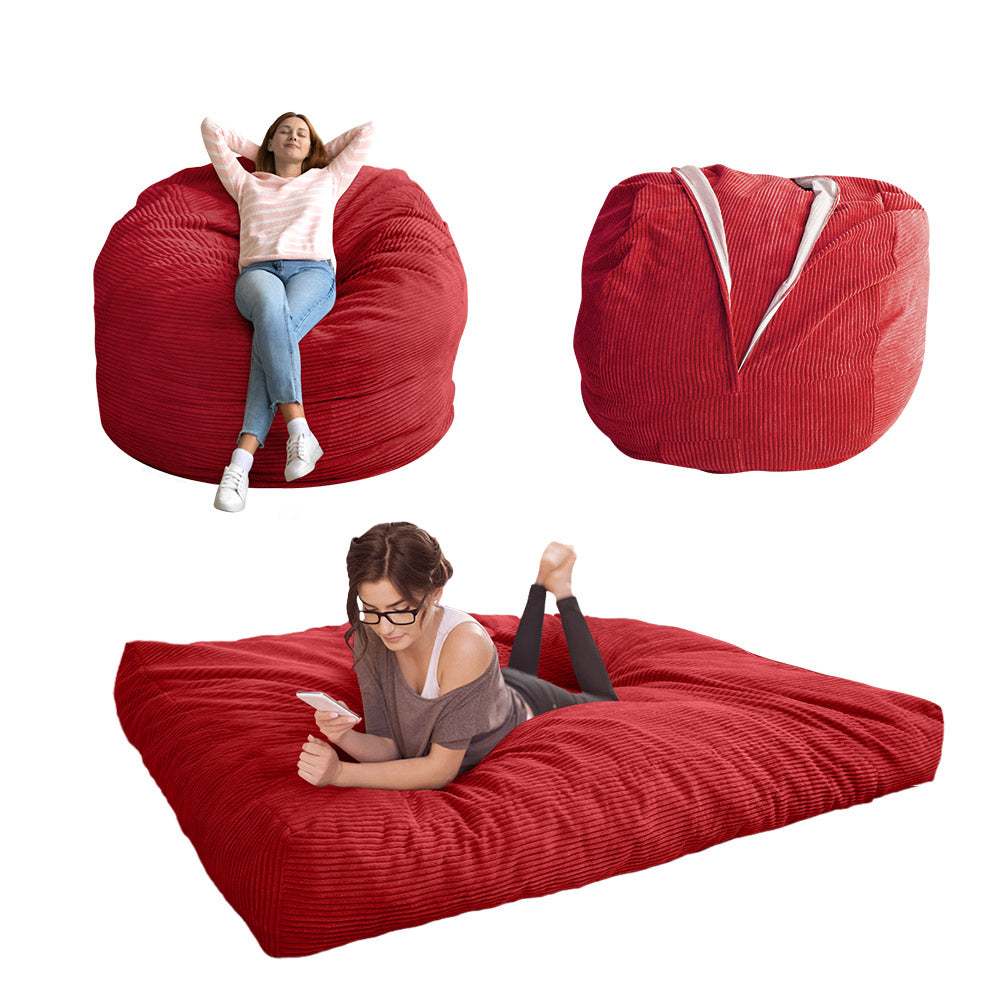 MAXYOYO Giant Bean Bag Bed - Corduroy Convertible Chair & Floor Mattress for Adults | Comfortable Lounge Chair & Guest Bed for Living Room, Bedroom & Dorm