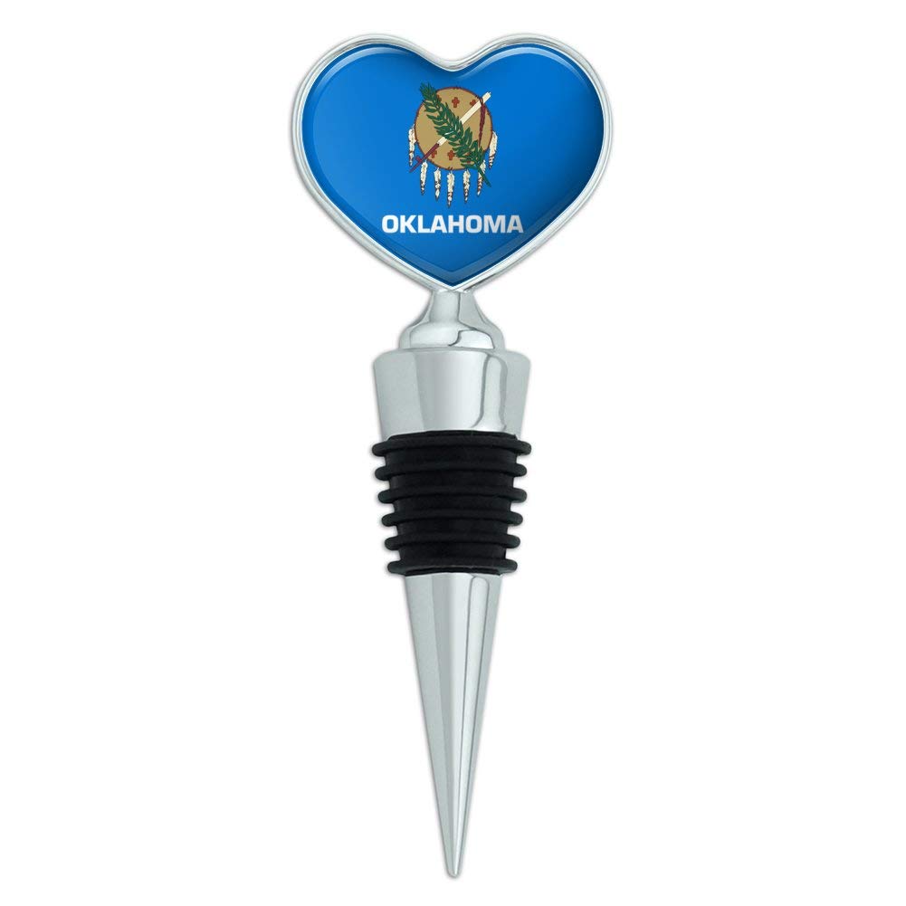 Oklahoma State Flag Heart Love Wine Bottle Stopper - Cork Stopper for Wine Bottles, Decorative Gift for Oklahoma Fans, Perfect for Parties, Home Decor & Wine Lovers