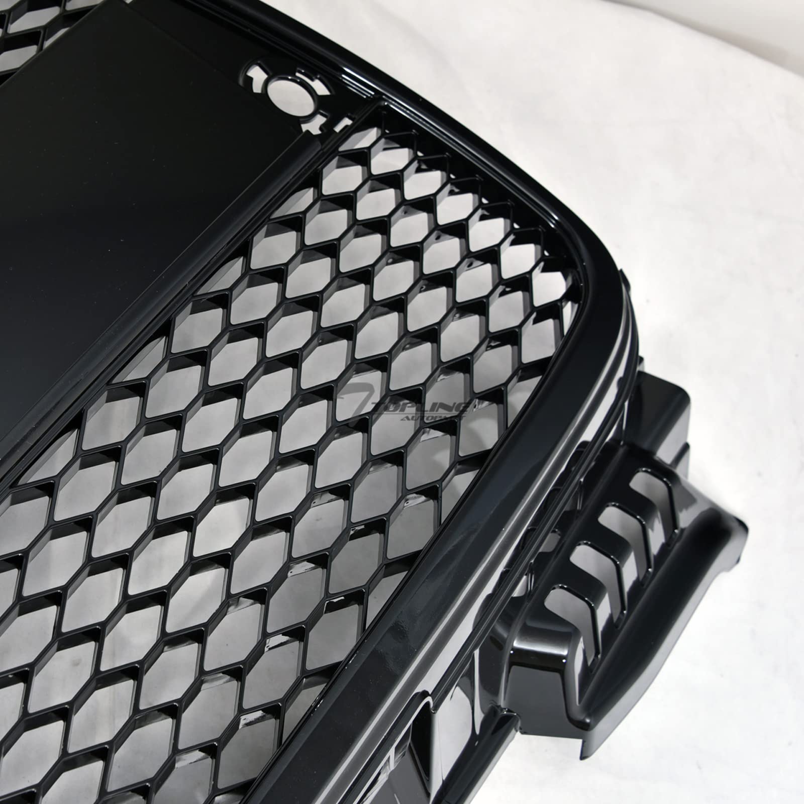 Compatible With 2005-2008 Audi A4 B7 RS Honeycomb Mesh Front Bumper Grill - Glossy Black with Emblem Base | Upgrade Your Car's Style for Street Racing & Show Cars