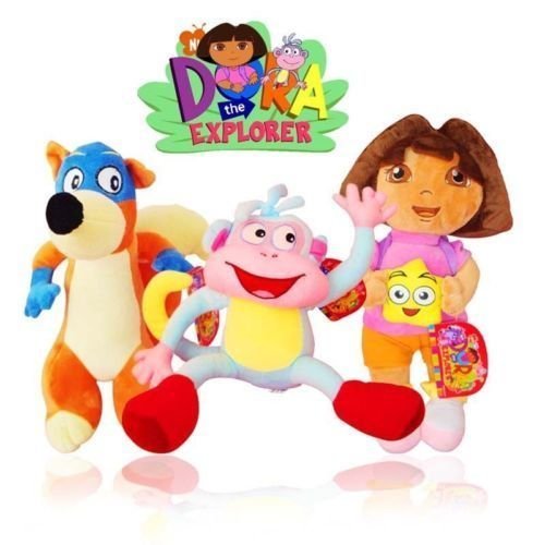 Dora The Explorer Plush Toy Set - 3PCS 30CM Soft Dolls for Kids Playtime