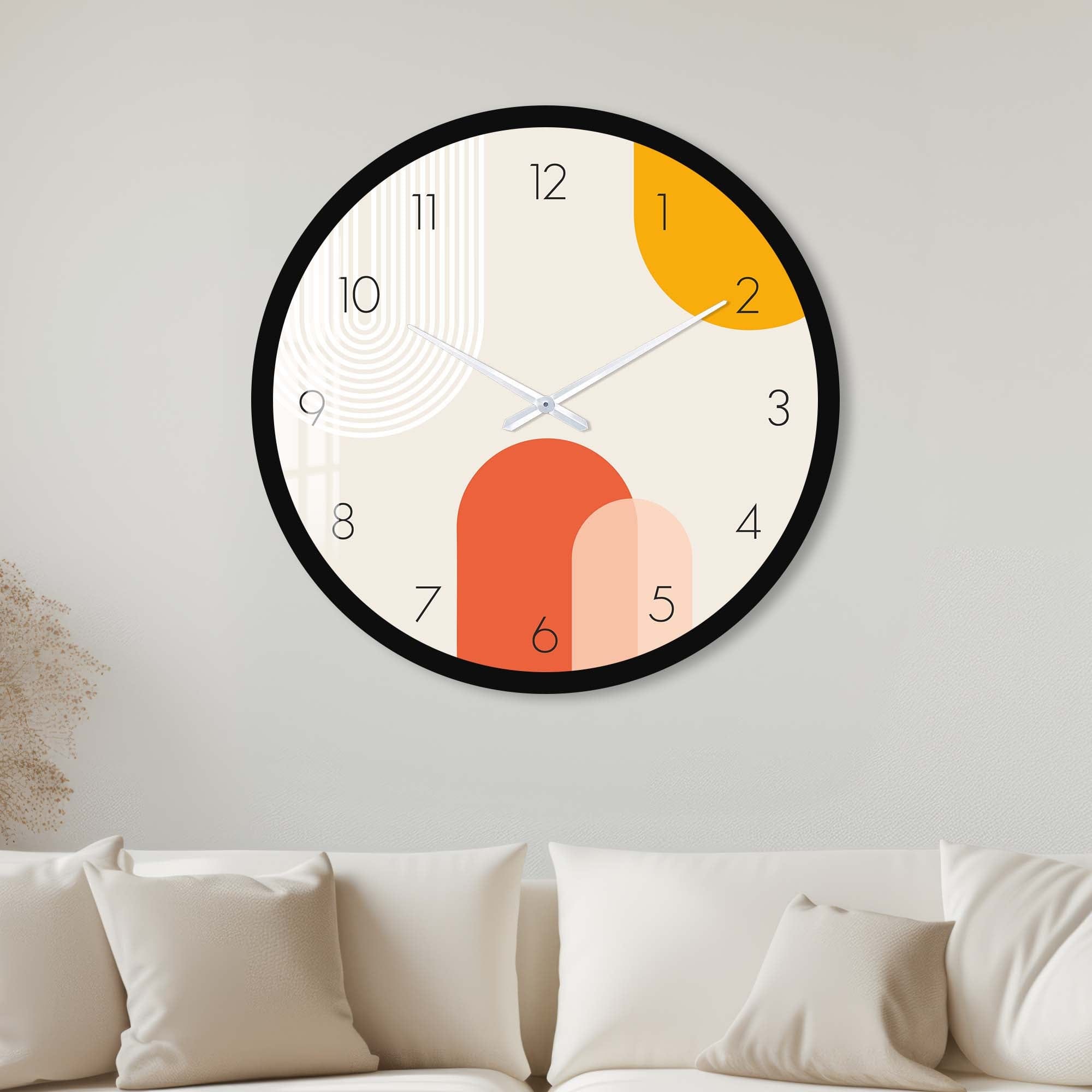 Stylish Beige Puffy Glass Wall Clock - Modern Home & Office Decor - Perfect for Living Room, Bedroom, Kitchen, and Workspace