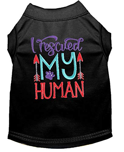 Custom Embroidered 'I Rescued My Human' Dog Shirt - Funny Rescue Dog Apparel for Pet Lovers | Perfect for Adoption Anniversaries & Dog Park Outings