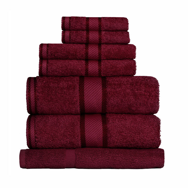 Premium 100% Cotton Bath Towel Set - 7-Piece Burgundy Bath Sheets for Luxury Spa & Home Use | Soft, Absorbent & Quick-Drying Towels for Bathroom, Pool & Beach