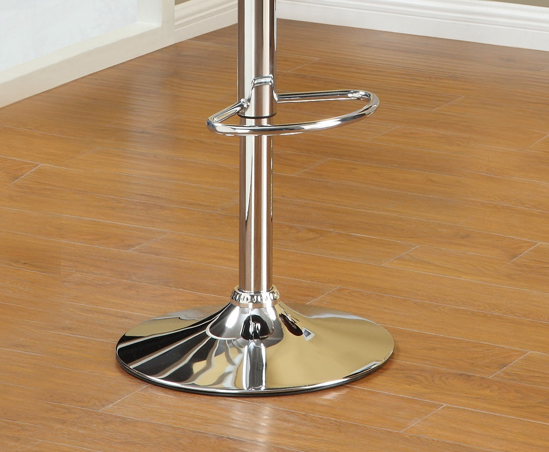 Black Faux Leather Adjustable Height Swivel Stool Set of 2 - Chrome Base PVC Dining Chairs for Kitchen Island, Bar Counter & Home Office