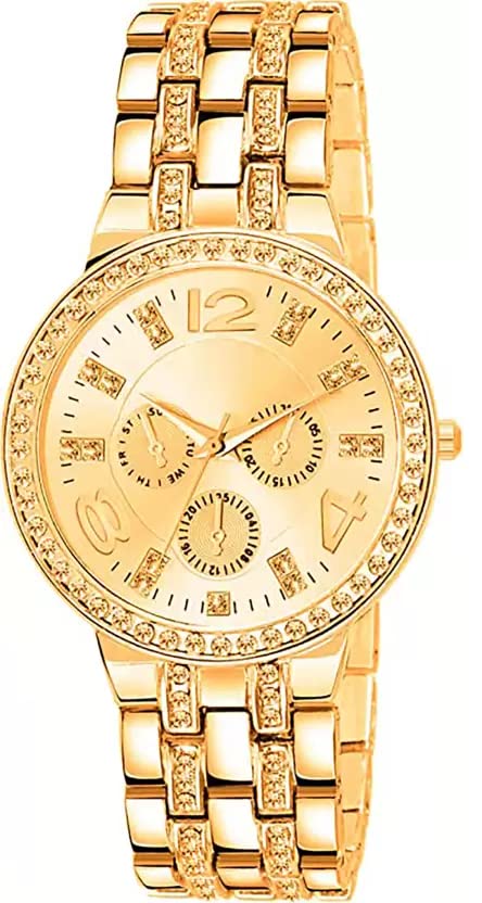 SELLORIA Rose Gold Diamond Analog Round Watch for Women & Girls - Elegant Fashion Timepiece - Perfect for Daily Wear, Office, Parties & Special Occasions