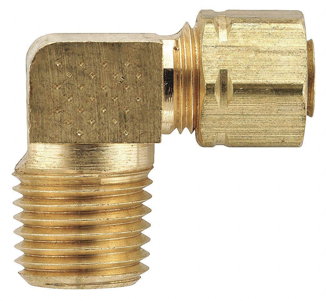 Parker Brass Compression x MNPT Male Elbow Fitting, 90 Degree, 3/8