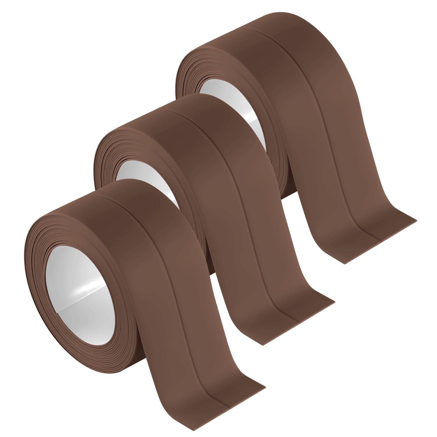 3 Rolls Waterproof Self-Adhesive Caulk Tape - 10.5 Feet Brown Caulking Sealant Strip for Bathroom, Toilet, Kitchen Countertop - Perfect for Sealing Gaps, Preventing Leaks & Moisture Protection