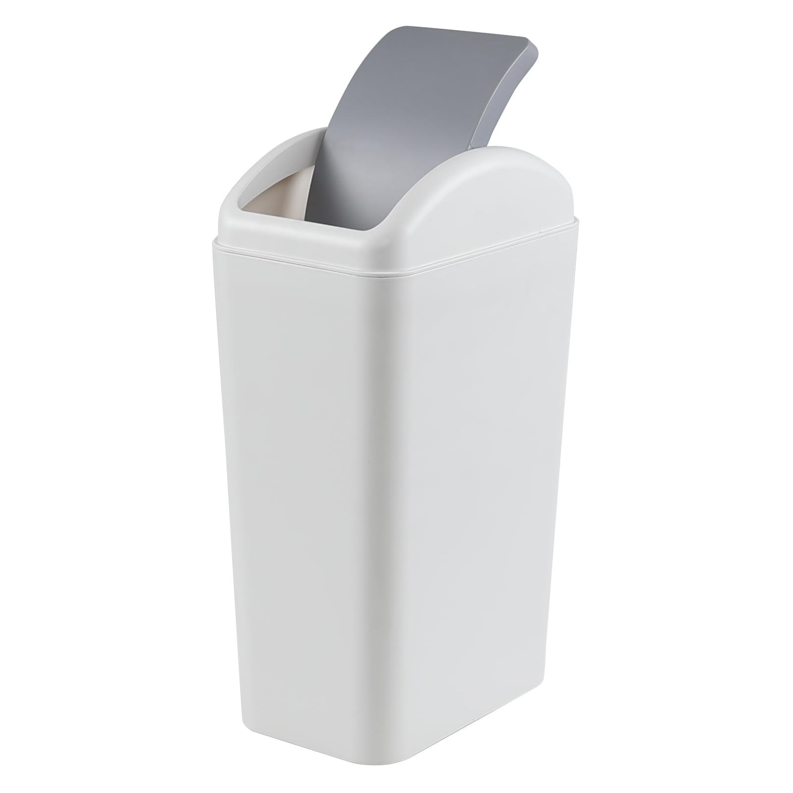 3 Gallon Swing-Top Trash Can with Lid - Durable Plastic Waste Bin for Kitchen, Bathroom, Office (Grey) | Compact Garbage Can for Small Spaces & Eco-Friendly Disposal