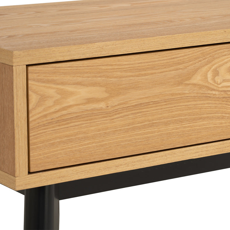Modern 100cm CASTOR Coffee Table in Natural, Navy Blue & Black - Perfect for Living Room, Office, and Lounge Decor