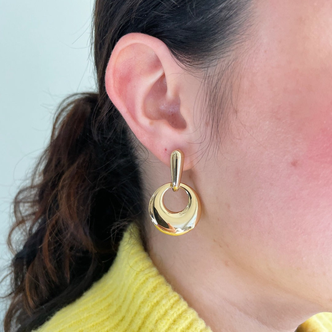 14K Yellow Gold Door Knocker Earrings for Women - Vintage Dangle Hoop Earrings - Elegant Jewelry Gift for Birthday, Anniversary & Special Occasions - Perfect for Parties, Weddings & Evening Events