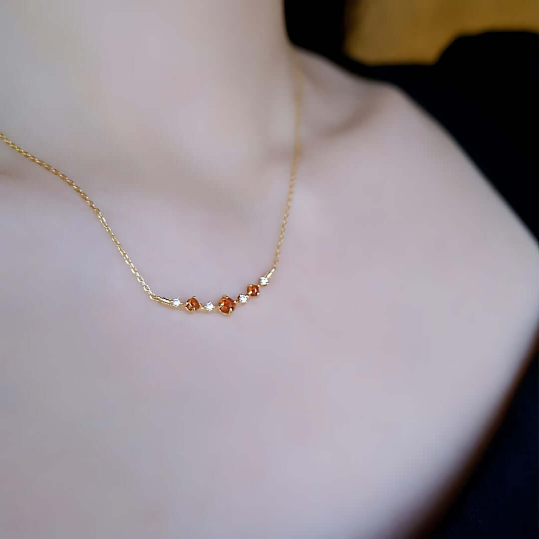 Natural Mandarin Garnet Pendant Necklace with Spiritual Chain - Elegant Gemstone Jewelry for Women | NL7496 | Perfect for Meditation, Yoga & Spiritual Healing