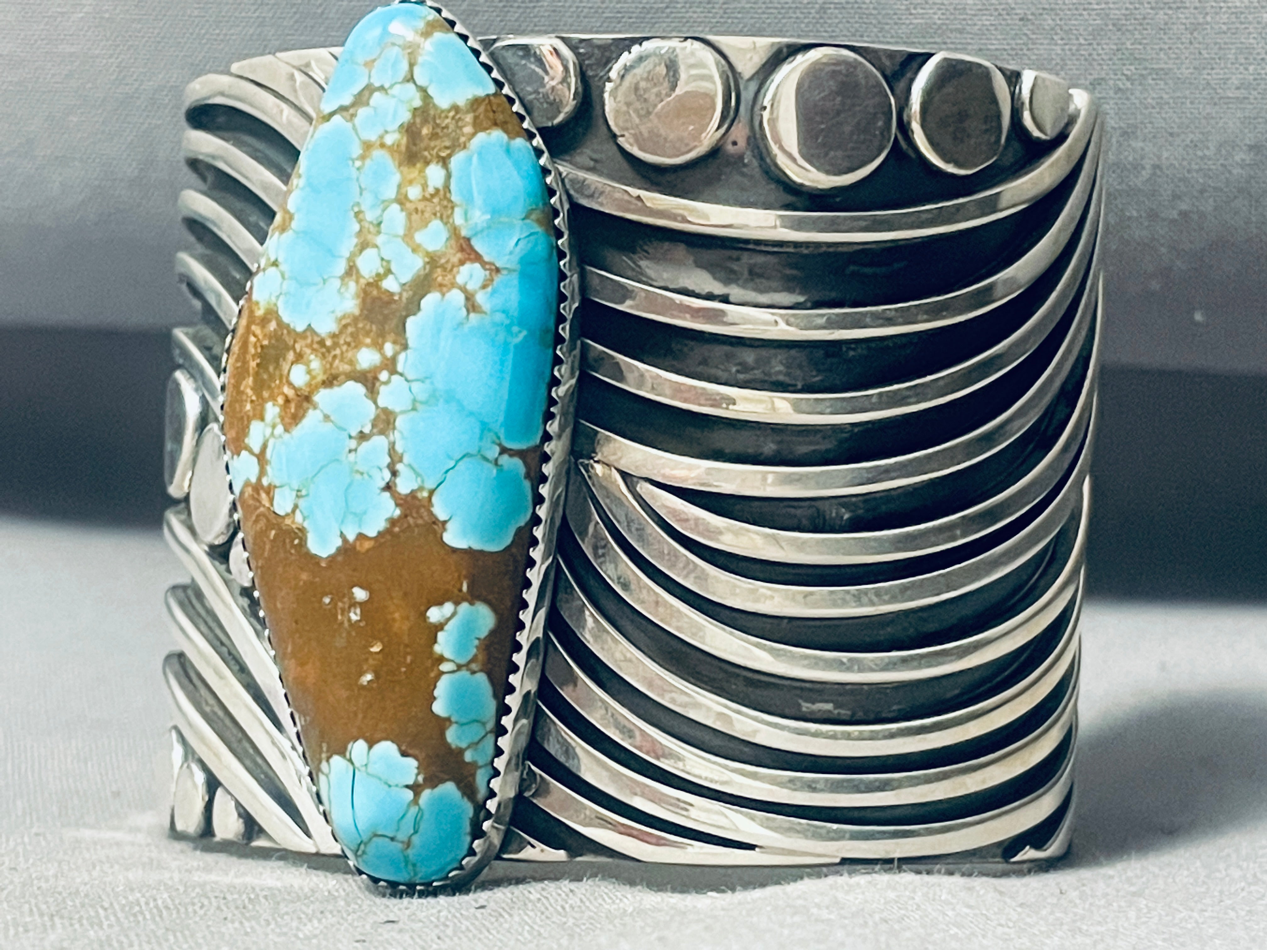140 Grams Heavy Swirl #8 Turquoise Sterling Silver Bracelet for Women - Handmade Boho Jewelry Gift for Birthday, Anniversary & Special Occasions