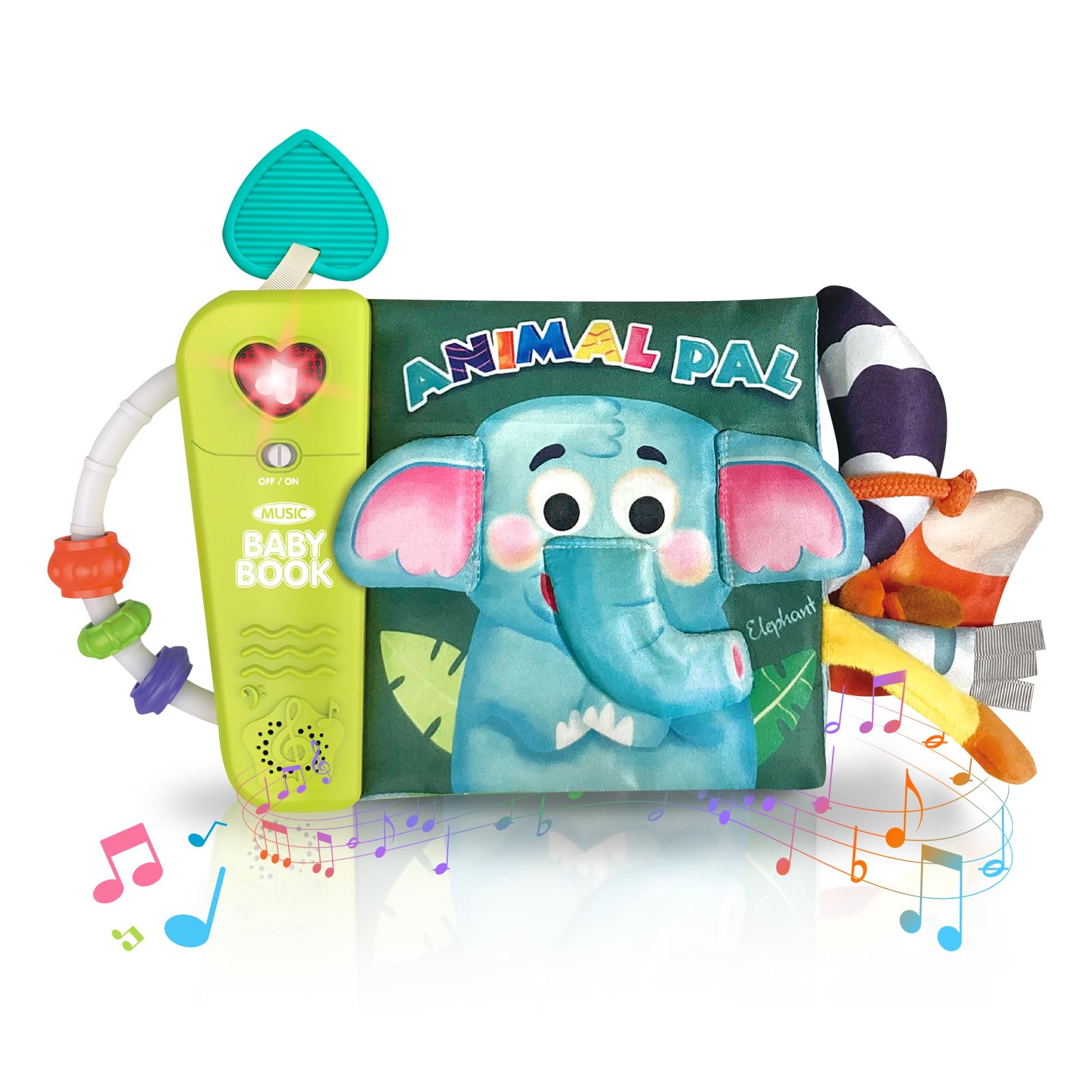 Soft 3D Activity Cloth Book for Babies 6-12 Months | Montessori Musical Toy for Newborns | Early Development & Tummy Time Learning Toy | Perfect Baby Shower Gift for Boys & Girls (Animal Theme) - Great for Playtime, Sensory Development & Parent-Child Bonding
