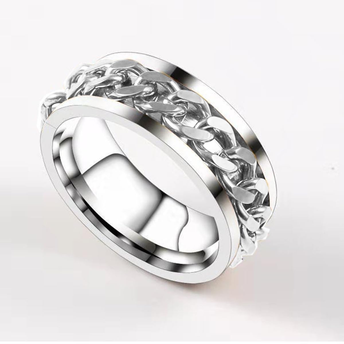 Titanium Steel Wedding Band Ring for Men & Women - 6mm Wide Tire Tread Design, Comfort Fit Grooved Style (Size 7-12) with Jewelry Box - Perfect for Anniversary Gifts, Couple Rings & Everyday Wear